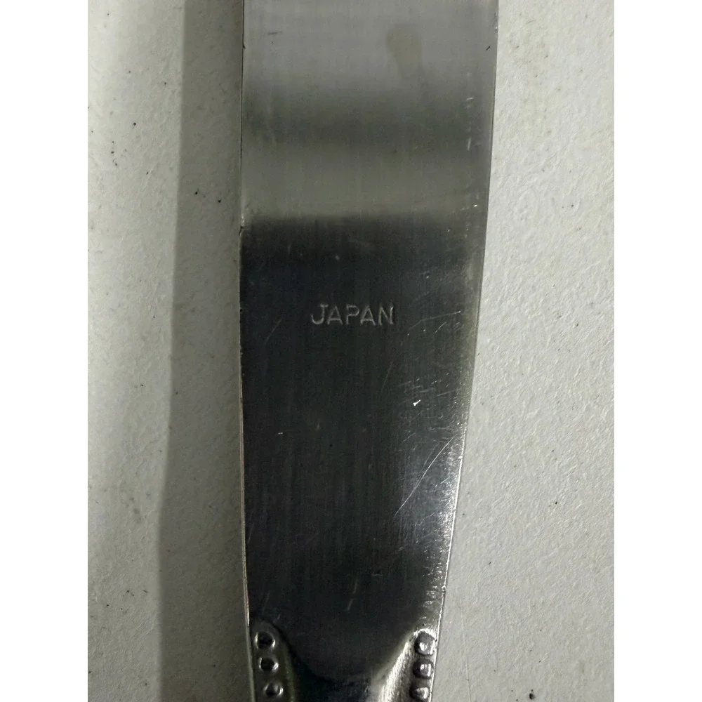 Vintage Japan Stainless Steel Dinner Knives Beaded Edge Set of 5 Silverware